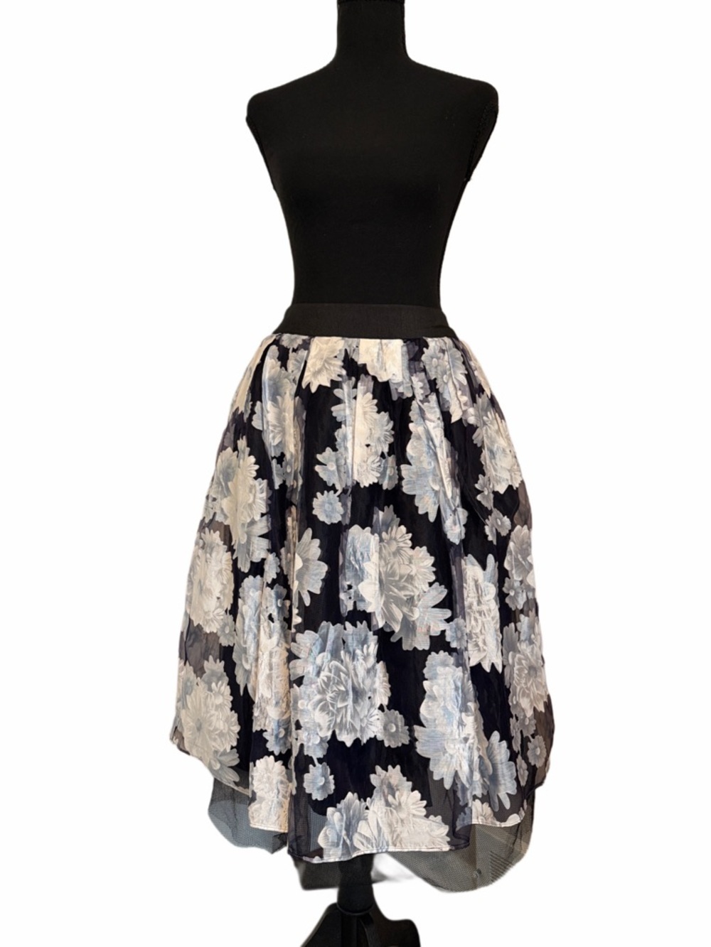 Elle Black and White Floral Circle Skirt